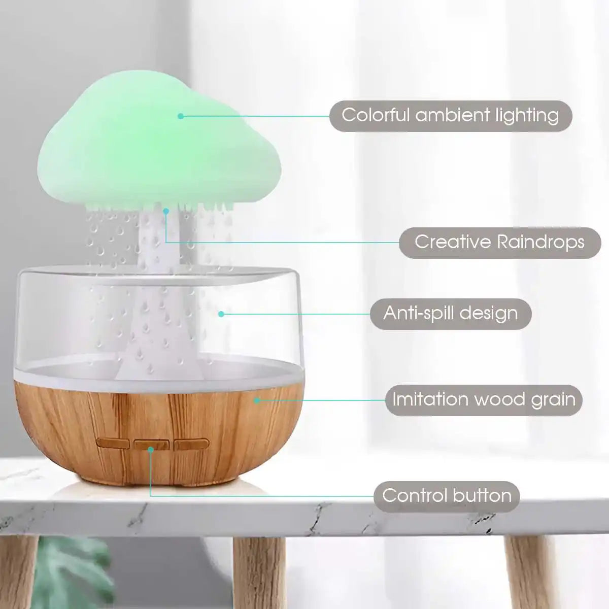 Rain Cloud Humidifier ☁️ | LED Raindrop Ambient Lamp