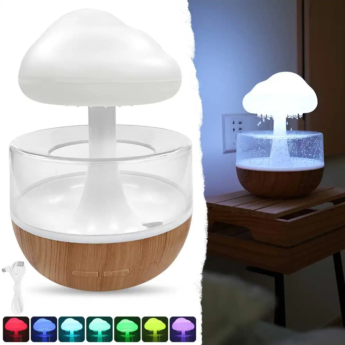 Rain Cloud Humidifier ☁️ | LED Raindrop Ambient Lamp