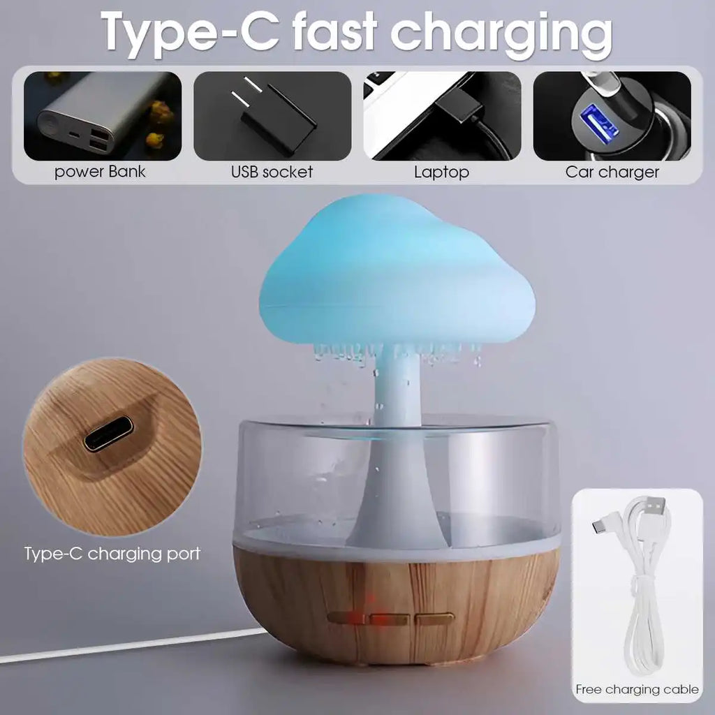 Rain Cloud Humidifier ☁️ | LED Raindrop Ambient Lamp