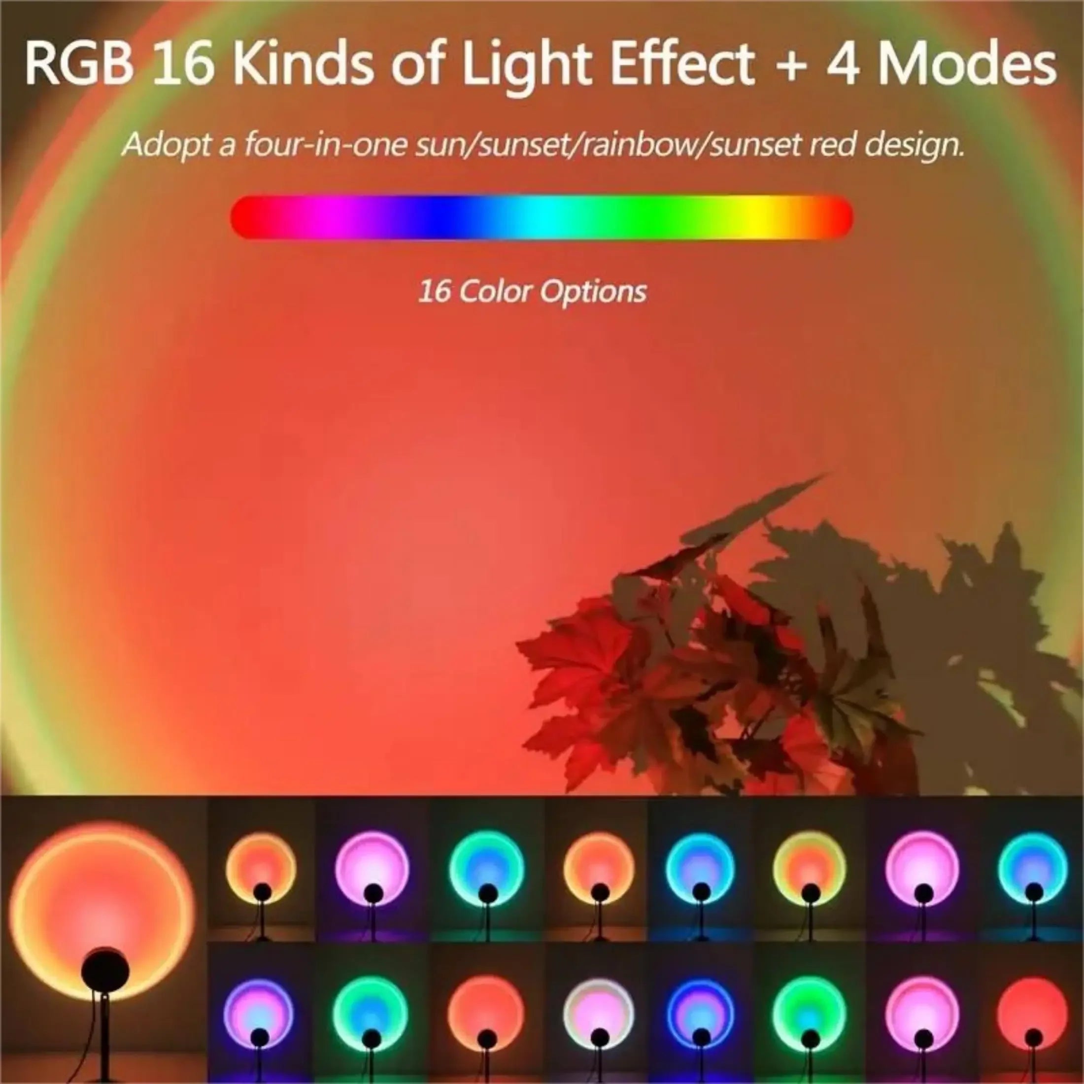 Sunset Projection Lamp 🌅 | 16 Colors LED Room Light